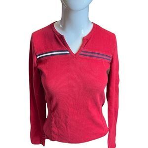 Tommy Hilfiger Sweater V Neck  Long Sleeves Sz XS Red